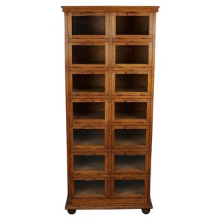 Vintage Dutch Oak Haberdashery Shop Cabinet, 1930s For Sale