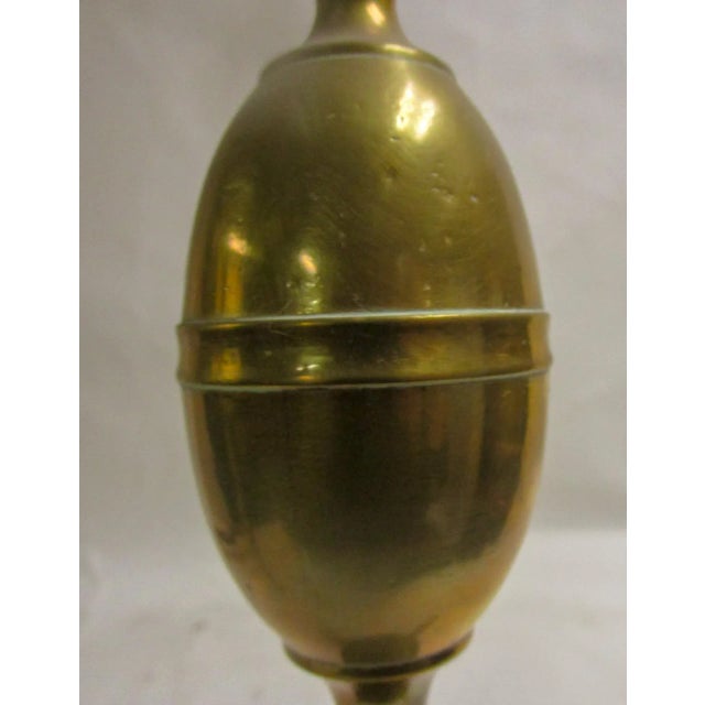 18th C Brass American Chippendale Lemon Drop Top Andiron Firedog Pair For Sale In Savannah - Image 6 of 12