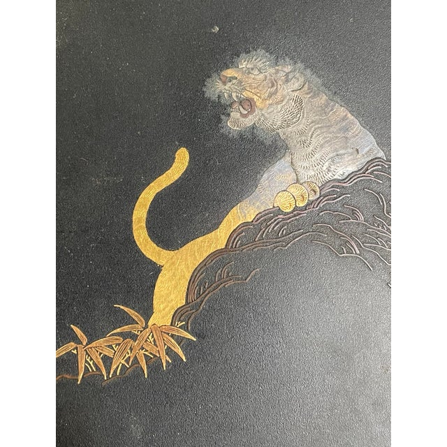 Mid 20th Century Japanese Kyoto Damascene Tiger Card Mixed Metal Case Amita Japan For Sale - Image 4 of 12