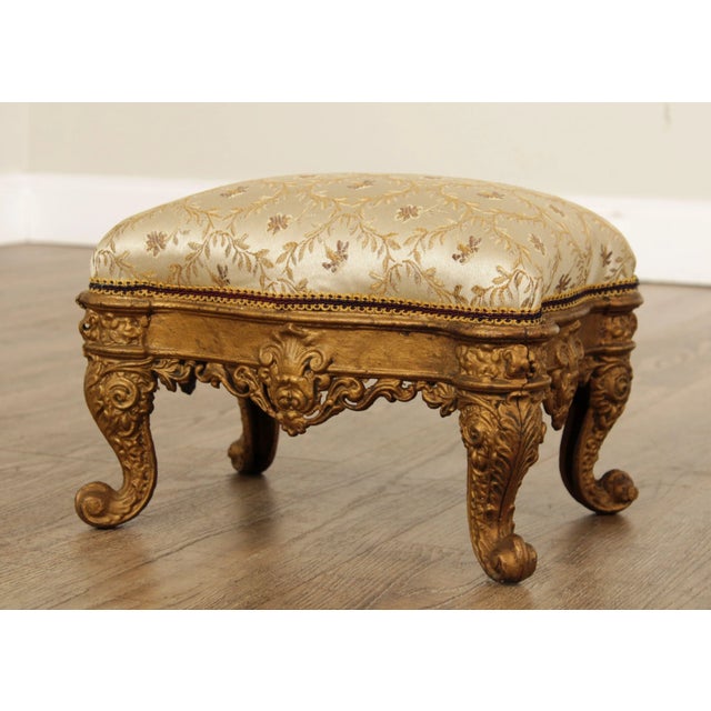 Late 19th Century Antique Victorian Cast Iron Gilt Rococo Style Footstool For Sale - Image 5 of 13