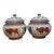 Pair of Chinese Famille Rose Porcelain Covered Jars With Five Oxen Motif For Sale