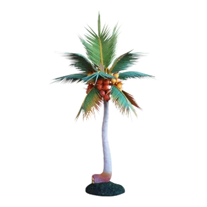 Carved Wood Colorful Life Size Palm Tree Sculpture