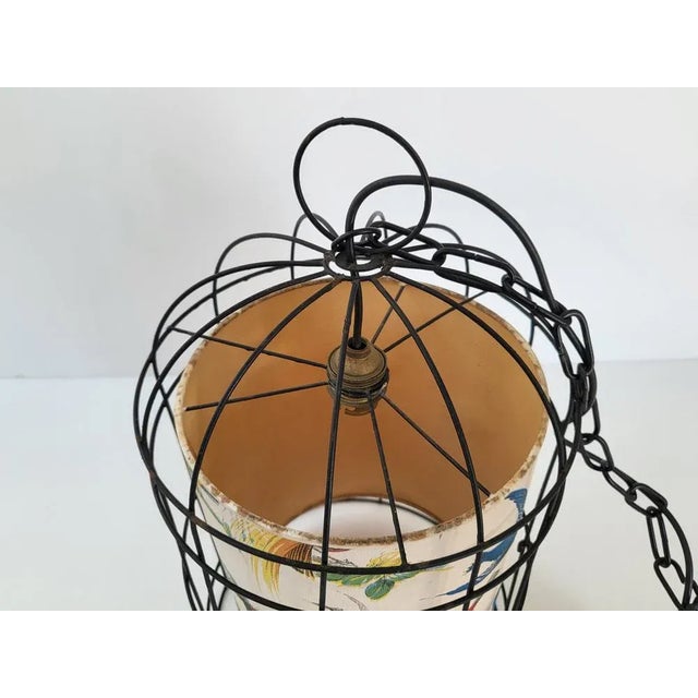 Vintage French Bird Cage Pendant in Steel and Paper, 1950s For Sale - Image 6 of 8