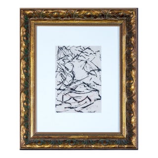 Vintage Elizabeth Erlanger Signed Abstract Mixed Media – New York School MCM For Sale