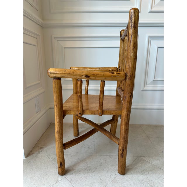 Vintage Handmade Small Size Rustic Carved Log Wood Chair For Sale - Image 9 of 18