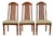 Henredon Style Mid-Century Hollywood Regency Carved Oak and Cane Bamboo Form High Back Side Chairs or Dining Chairs, Set of Three For Sale