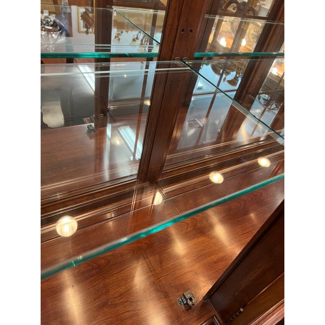 Reduced Knob Creek Mission Style Cherry 2 Piece China Hutch and Buffet For Sale - Image 11 of 13