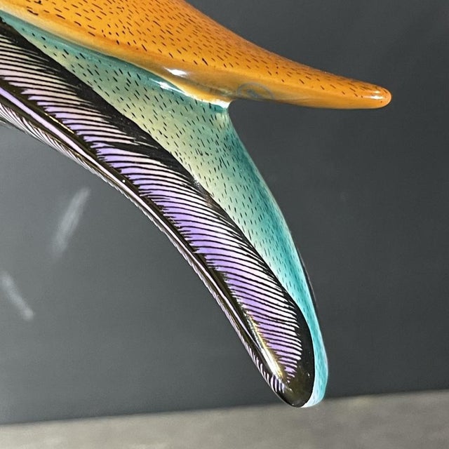 Crested Bird Polychrome Porcelain & Ormolu Sculpture, 1970s For Sale - Image 6 of 18