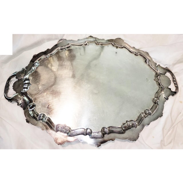 Large Sheffield English Mappin & Webb Silverplate Serving Tray c.1860s For Sale - Image 10 of 13