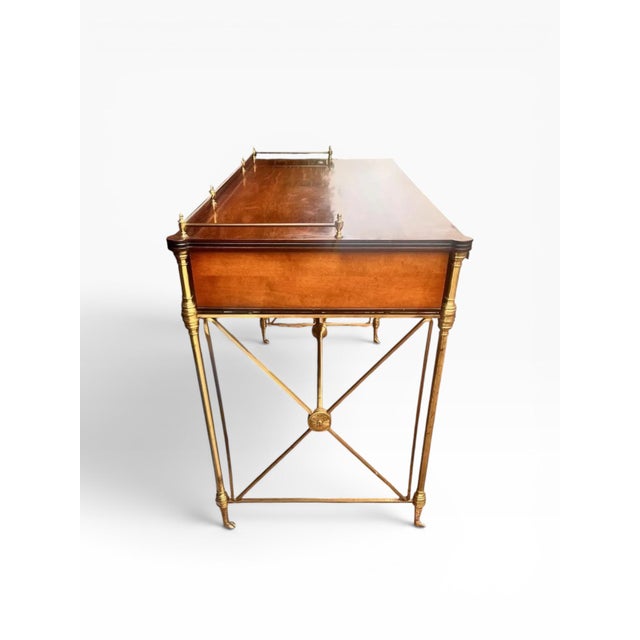 1950s Kittinger French Directoire Writing Desk in Solid Brass and Satinwood For Sale - Image 9 of 14
