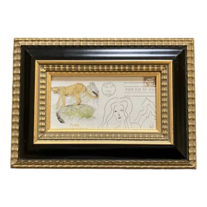 Contemporary Original Judy Henn Abstract Ink Drawing / Collage “1st Day With the Big Cats”