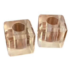 Vintage Lucite Candlestick Holders - Set of 2