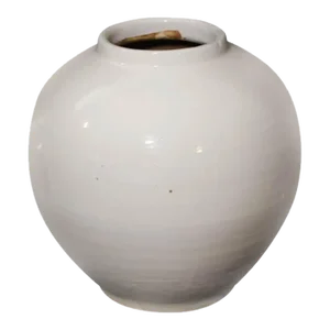 Contemporary Creamy White Ceramic Apple Shaped Pot