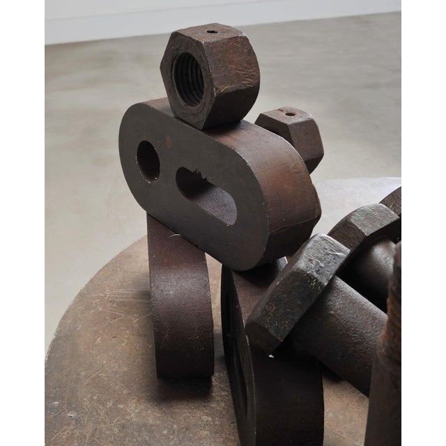 Metal Mid 20th Century Set of 16 Industrial Oversized Iron Nuts Bolts and Link Plates For Sale - Image 7 of 18