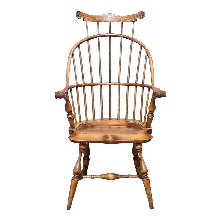 Late 20th Century Antiquity Bow-Back With Comb Windsor Arm Chair Bench ...