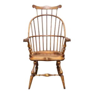 Late 20th Century Antiquity Bow-Back With Comb Windsor Arm Chair Bench Made Delafield, Wisconsin