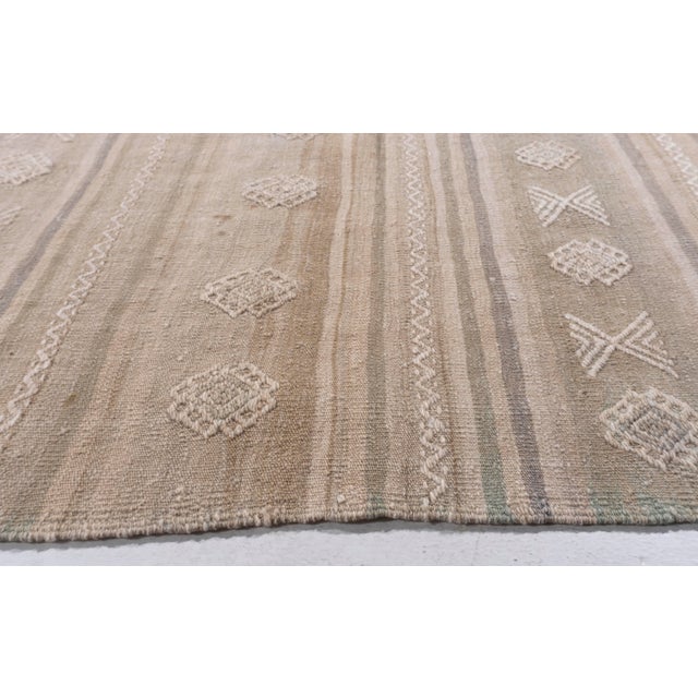 Tan Vintage Circa 1940 Tan Turkish Kilim Flatweave Rug 5'5 X 10'8 For Sale - Image 8 of 11
