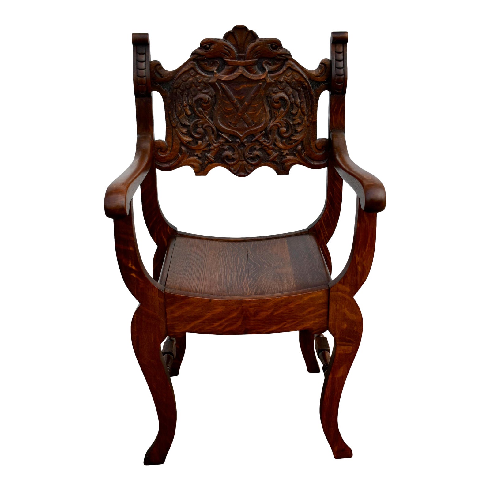 Antique Carved Oak Tudor Style U Shaped Chair Chairish