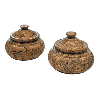 19th Century Marble Lidded Containers - a Pair For Sale