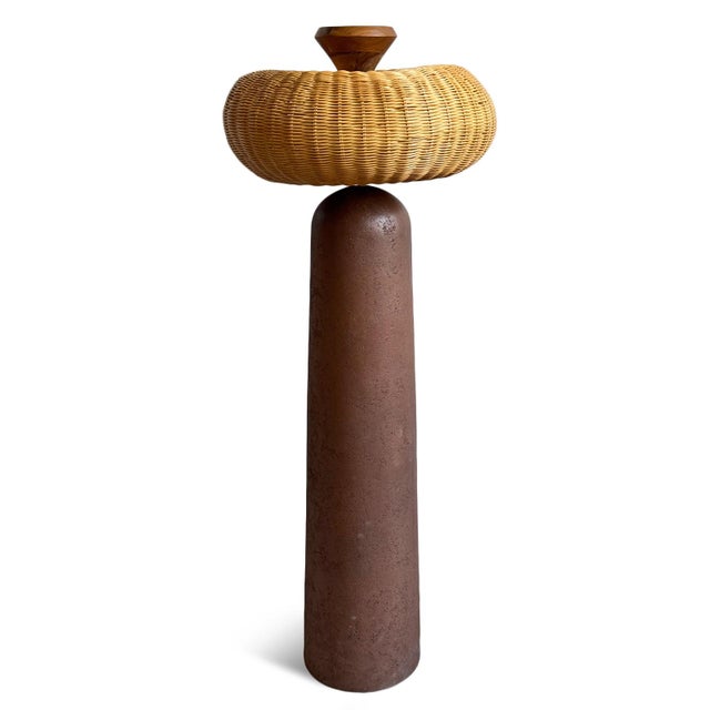Terra Cotta Terra Halo Rattan Floor Lamp For Sale - Image 8 of 12