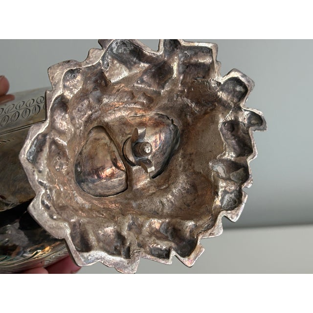 Late 19th Century Victorian Silver Plated Nautilus Shell Spoon Warmer – Decorative Engraving For Sale - Image 11 of 12