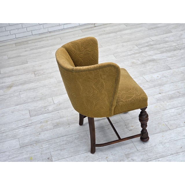 Vintage Danish Lounge Chair in Green Furniture Velour and Oak, 1950s For Sale - Image 18 of 18