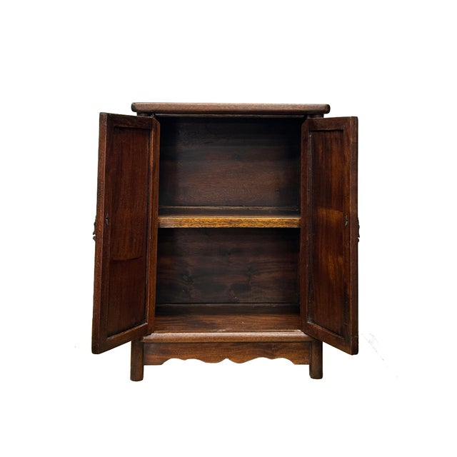 19.5" Natural Wood Pattern Brown 2 Doors Small Cabinet Chest For Sale - Image 4 of 10