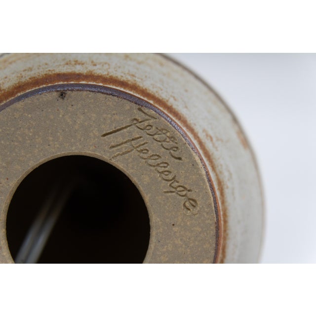 Small Danish Modern Brown Ceramic Table Lamp by Jette Hellerøe, 1960s For Sale - Image 13 of 17