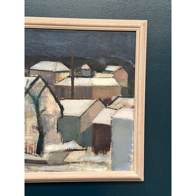 Mid 20th Century Helmer Forslund, Winter Night Over the City, 1950s, Oil on Canvas, Framed For Sale - Image 5 of 18