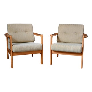 Set of Scandinavian Stella Armchairs in Blond Wood attributed to Walter Knoll / Wilhelm Knoll, 1960s For Sale