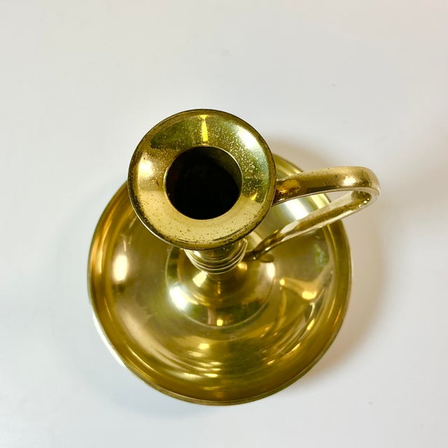 American Mid-Century Americana Federal Arts & Crafts Bedside Style Brass Candle Holder For Sale - Image 3 of 14
