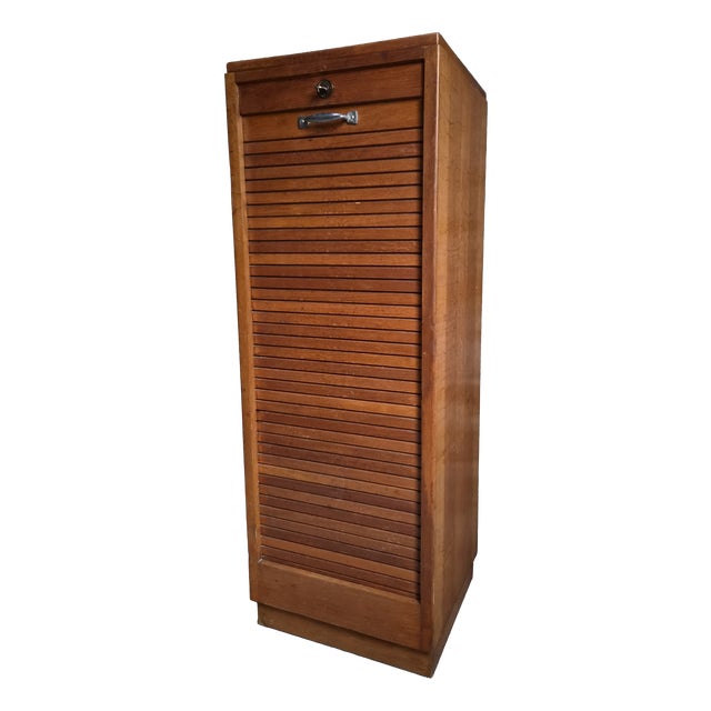 Vintage Oak Roll Top Cabinet, France, 1960s For Sale