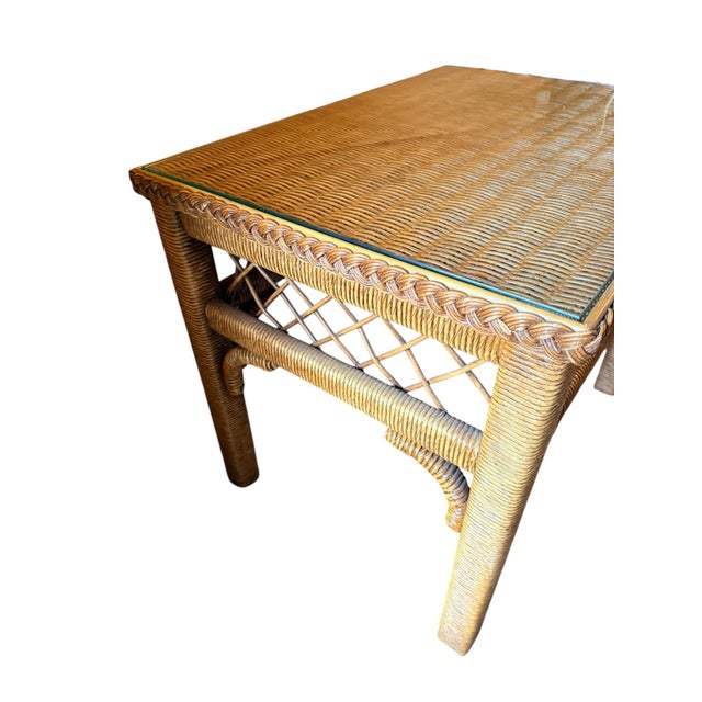 1980s Set of 2 Henry Link End Tables With Glass Top For Sale - Image 5 of 9