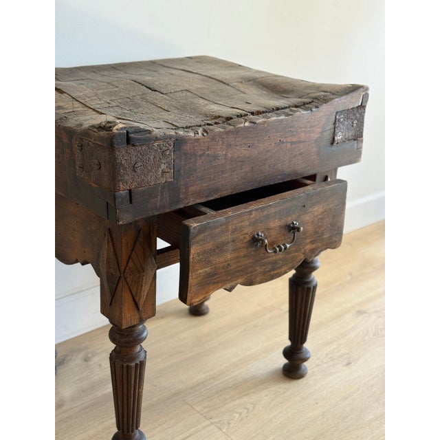 19th c. French Butcher Block Table For Sale - Image 10 of 10