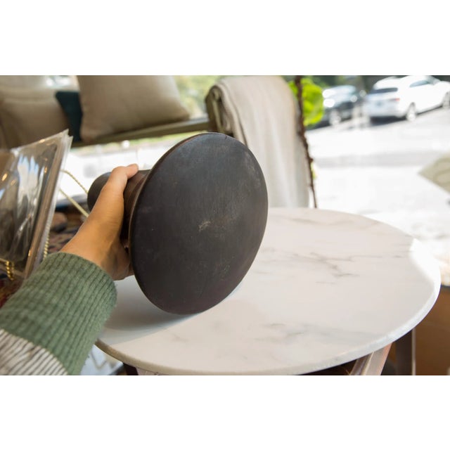 :: Vintage handmade African indigo dyed wooden vase with tons of character and charm, hand dyed using what appears to be...