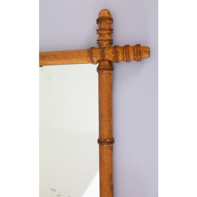 Antique French Faux Bamboo Carved Mirror For Sale - Image 4 of 6