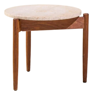 Jens Risom Mid Century Travertine Top Side End Table