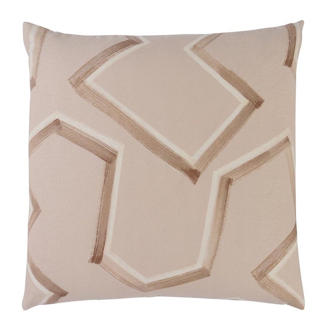 This pillow features Enzo Print with a knife edge finish. A large-scale geometric pattern rendered in gestural...