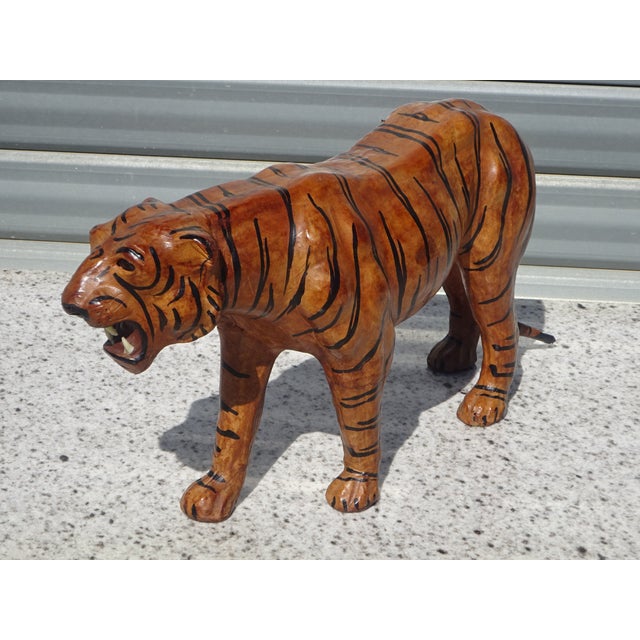 Vintage Leather Tiger, 1960s For Sale - Image 6 of 12