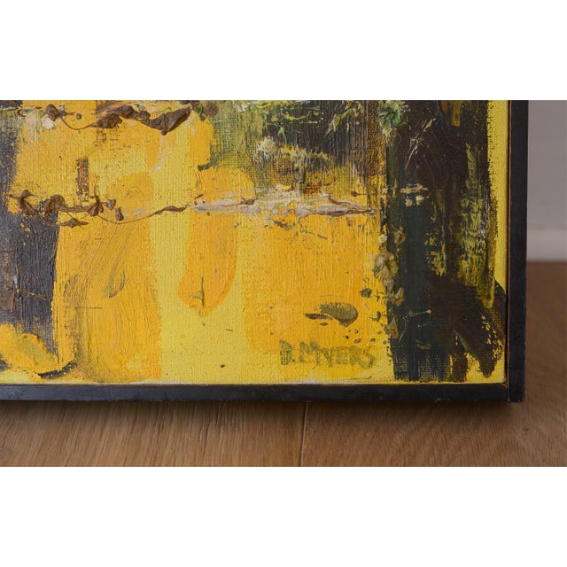 Wood Vintage Mid Century D Myers Vertical Abstract Painting For Sale - Image 7 of 9