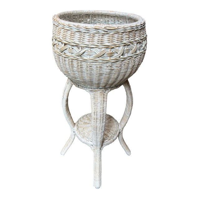 Vintage Wicker Plant Stand For Sale