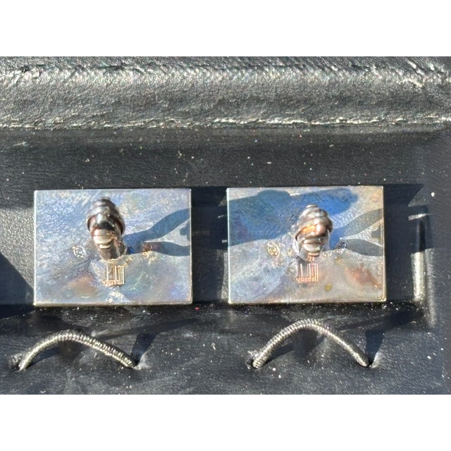 Metal Pair of Dunhill Cufflinks - Sterling Silver, Original Boxes + Manual, Union Jack Flag For Sale - Image 7 of 11