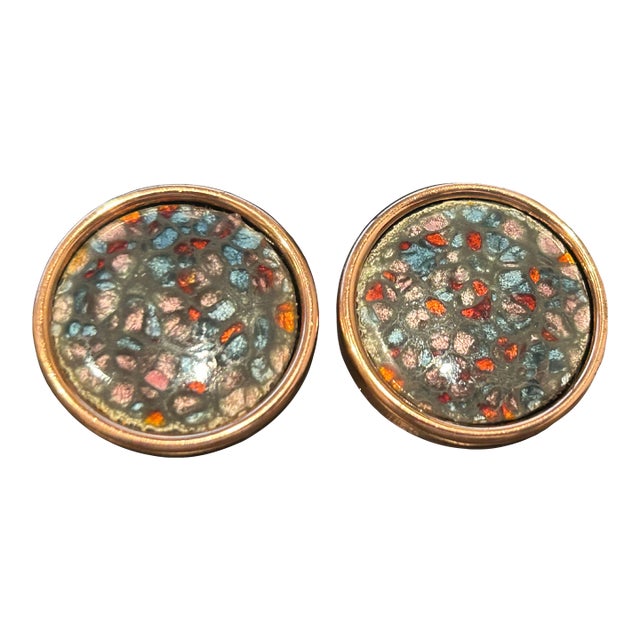 Vintage 1950s Matisse Renoir Copper Enamel Earrings, A Pair For Sale