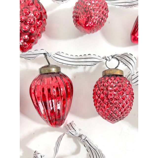 Vintage Red Kugel-Style Mercury Glass Christmas Ornament Garland, 48" For Sale In Louisville - Image 6 of 8
