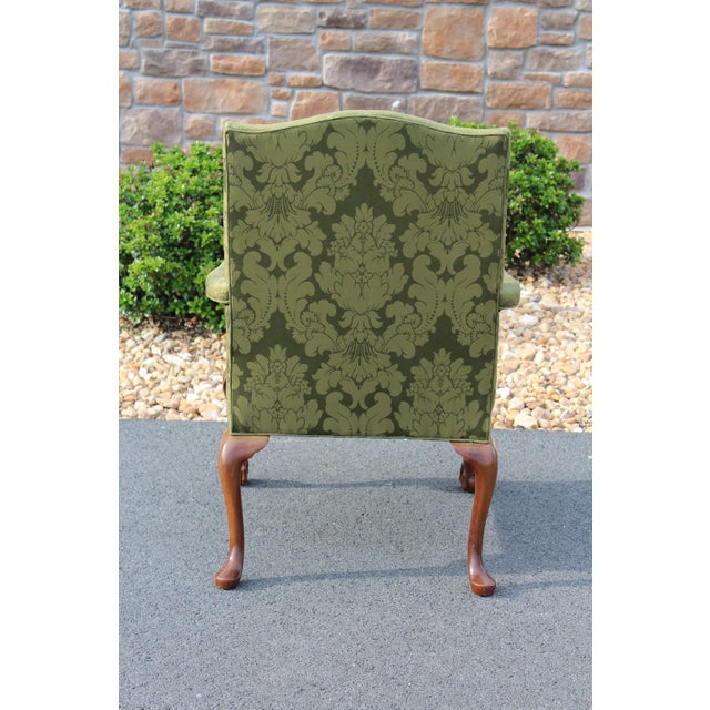 Southwood Mahogany Library Chair With Green Silk Upholstery For Sale - Image 6 of 18