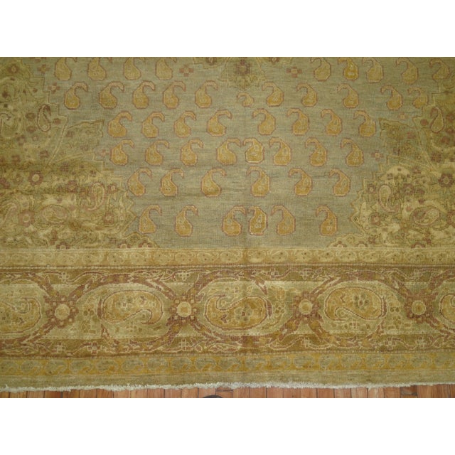 Indian Slate Gold Antique Indian Agra Room Size Rug For Sale - Image 3 of 6