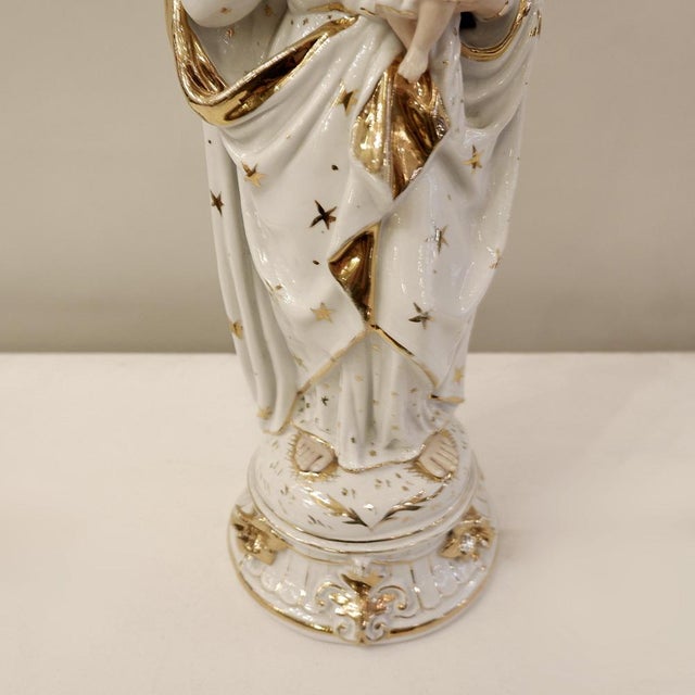 Porcelain Virgin Mary Child Christ, 19th Century For Sale - Image 3 of 14