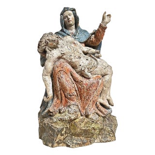 Pieta, Vesperbild, 17th Century German, Carved Wood, Painted For Sale
