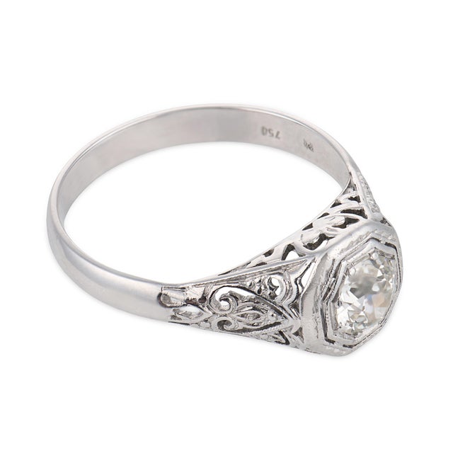 1950s Gia 3.12 Carat Old European Cut Diamond Platinum Engagement Ring, Size 7.75 For Sale - Image 4 of 6