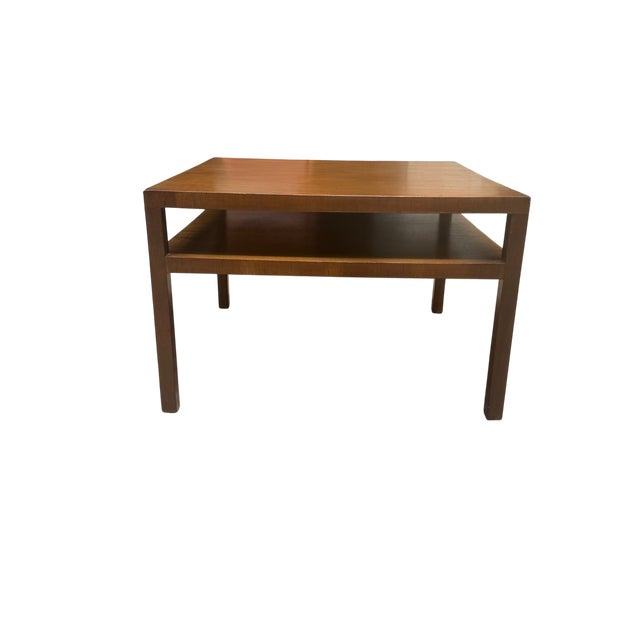 Mid-Century John Widdicomb Walnut Square Cocktail Table With Open Shelf For Sale - Image 10 of 18